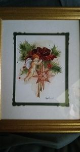 Cherub Mistletoe Christmas Print Portrait